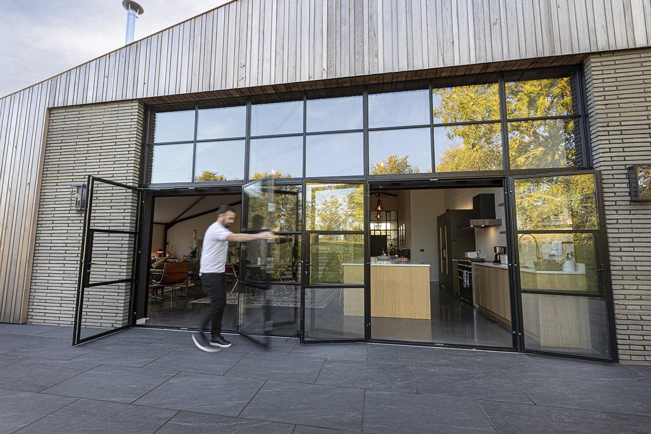 Man Opening window slides